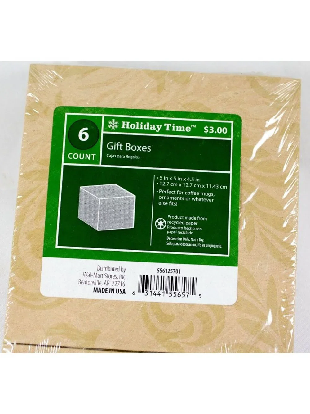 Holiday Time Folded Gift Boxes 5x5x4.5